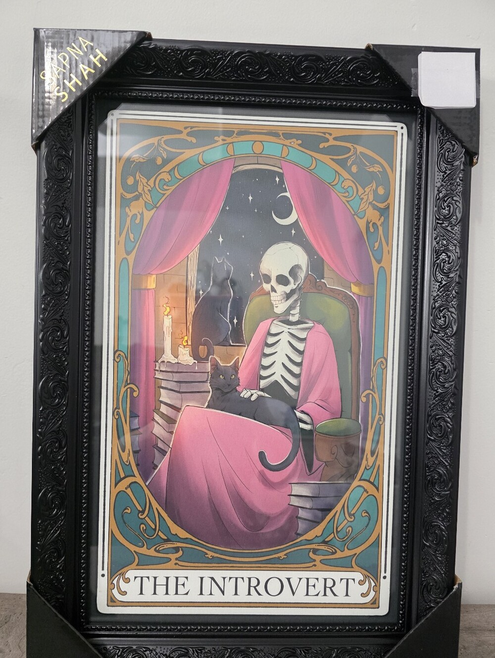 Sapna Shah The Introvert Tarot Card Wall Art Print Black Cat Halloween